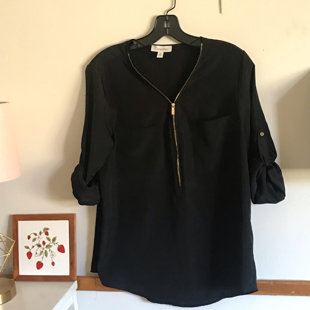 CALVIN KLEIN BLOUSE WITH GOLD ZIPPER